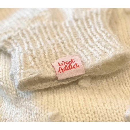 Étiquette tissée à coudre pliée: WOOL ADDICT