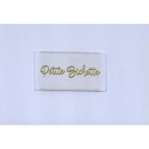 Étiquette tissée à coudre Lurex GT: Petite Bichette - Blanche