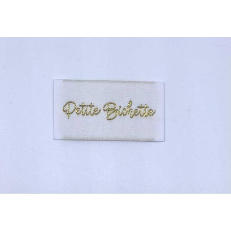 Étiquette tissée à coudre Lurex GT: Petite Bichette - Blanche