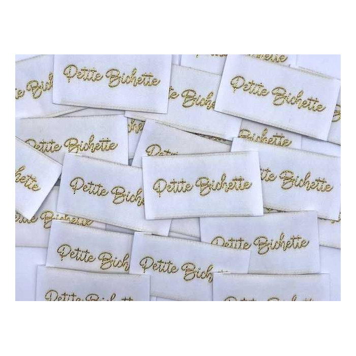 Étiquette tissée à coudre Lurex GT: Petite Bichette - Blanche