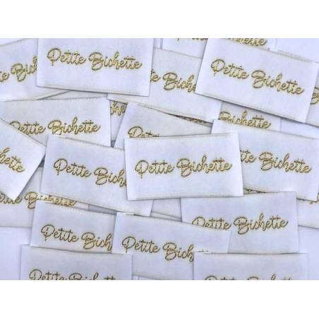 Étiquette tissée à coudre Lurex GT: Petite Bichette - Blanche