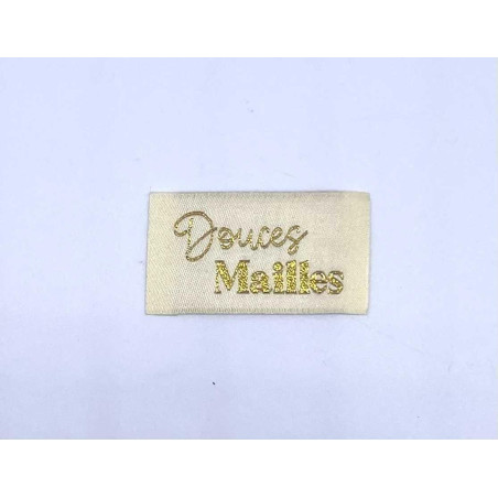 Étiquette tissée à coudre lurex : Douces Mailles - VANILLE