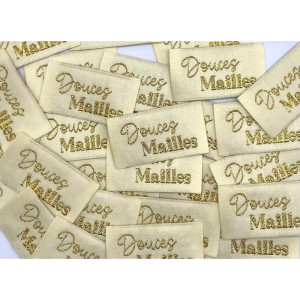 Étiquette tissée à coudre lurex : Douces Mailles - VANILLE