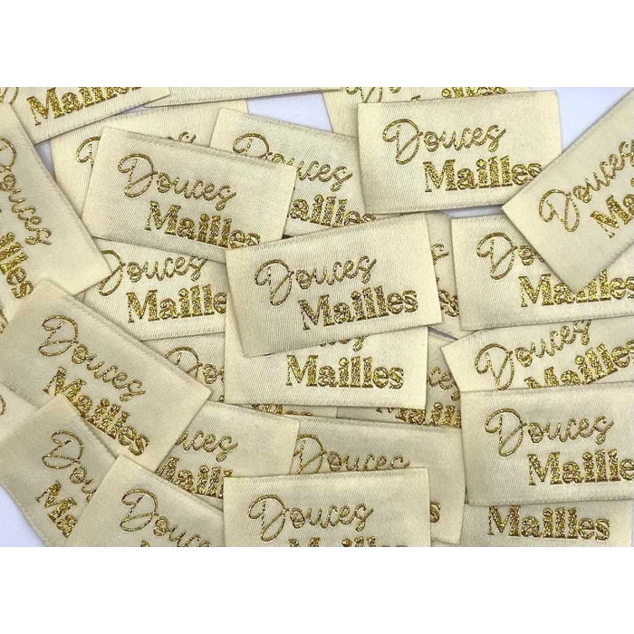Étiquette tissée à coudre lurex : Douces Mailles - VANILLE