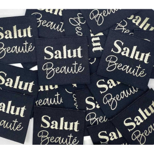 Étiquette tissée à coudre : Salut Beauté - Noir