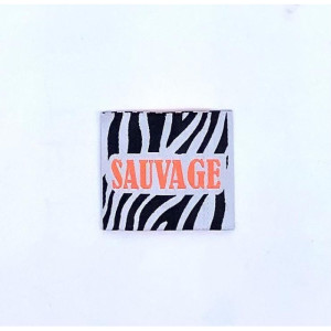 Étiquette tissée à coudre : SAUVAGE - Fluo rose