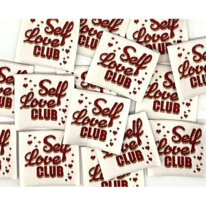Étiquette tissée à coudre Lurex : Self Love Club - ROUGE
