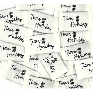 Etiquette tissée à coudre : Team Holiday - NOIR ÉCRU