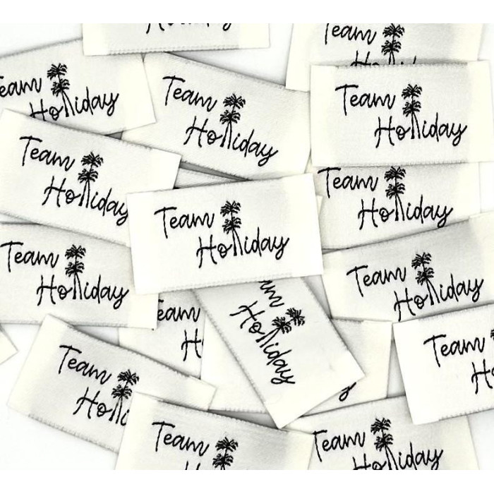 Etiquette tissée à coudre : Team Holiday - NOIR ÉCRU