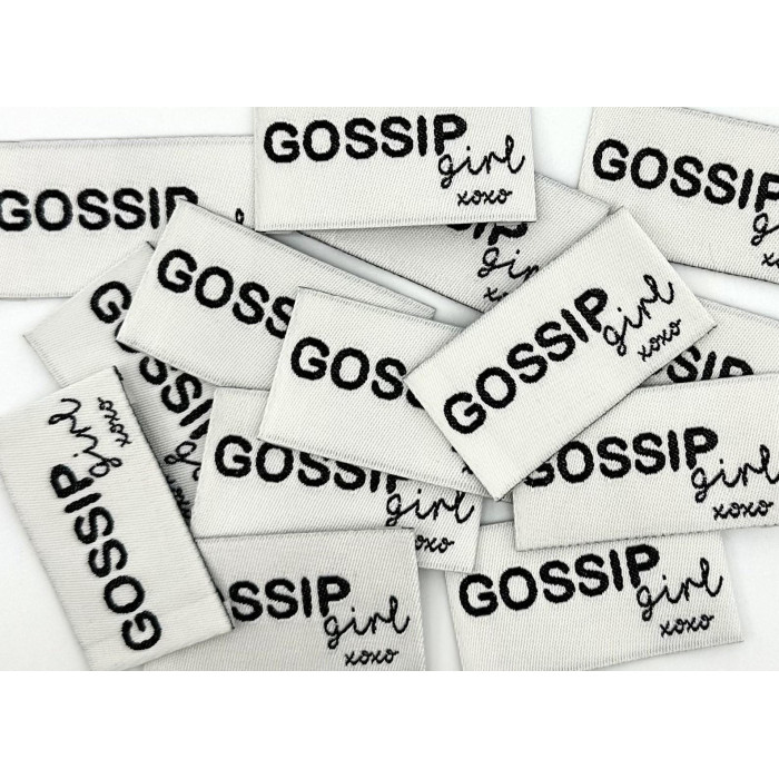 Etiquette tissée à coudre lurex : GOSSIP GIRL - GRIS et Noir