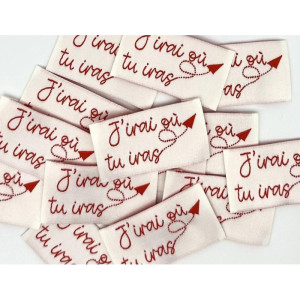Étiquette tissée à coudre: J'irai où tu iras - ROUGE