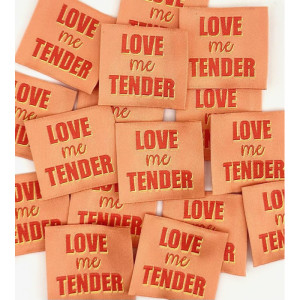 Etiquette Tissée à coudre : Love Me Tender - Corail
