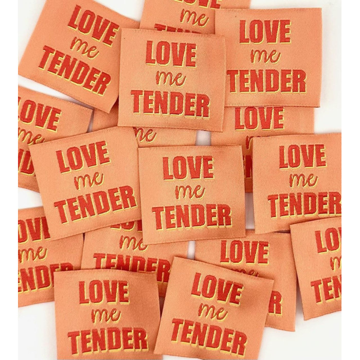 Etiquette Tissée à coudre : Love Me Tender - Corail