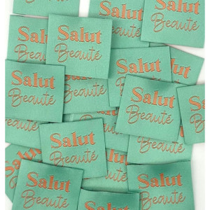 Étiquette tissée à coudre : Salut Beauté - MENTHE