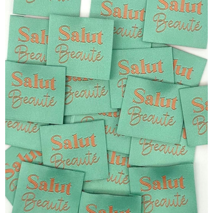 Étiquette tissée à coudre : Salut Beauté - MENTHE