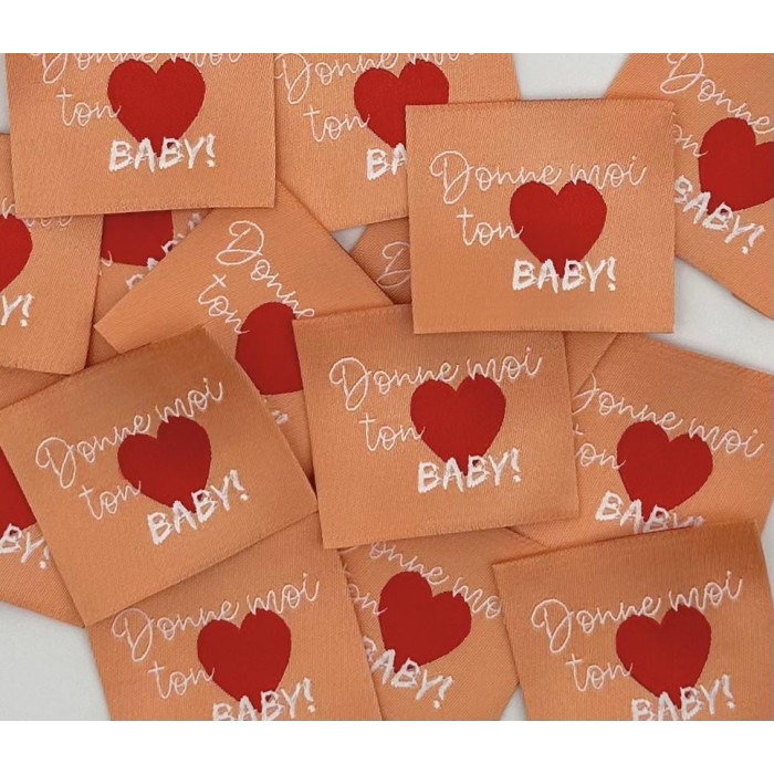 ETiquette Tissée à coudre : Donne moi ton Coeur BABY