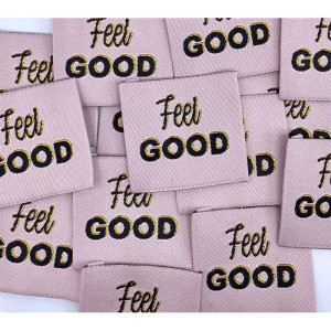 Étiquette tissée à coudre : FEEL GOOD - Lurex