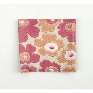 Etiquette Tissée à coudre : Fleurs - ROSE et ORANGE