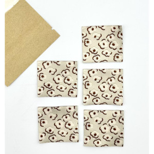 Etiquette Tissée à coudre : Fleurs - BEIGE et MARRON
