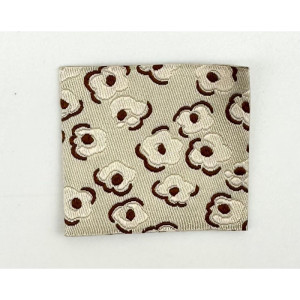 Etiquette Tissée à coudre : Fleurs - BEIGE et MARRON