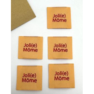 Etiquette Tissée à coudre : Joli(e) Môme - Pêche