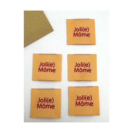 Etiquette Tissée à coudre : Joli(e) Môme - Pêche