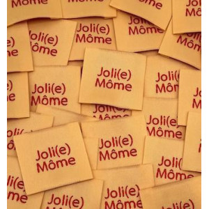 Etiquette Tissée à coudre : Joli(e) Môme - Pêche