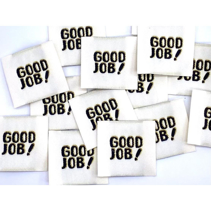 Étiquette tissée à coudre : GOOD JOB! - Lurex