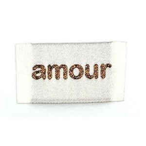 Etiquette tissée à coudre lurex : amour - BRONZE