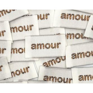 Etiquette tissée à coudre lurex : amour - BRONZE
