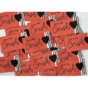 Etiquette tissée à coudre : Just a little Crush - FRAISE