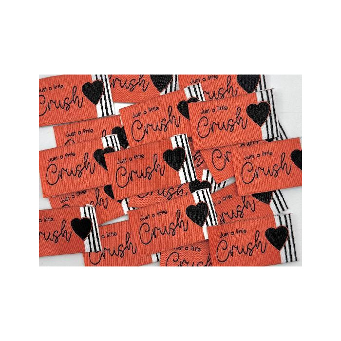 Etiquette tissée à coudre : Just a little Crush - FRAISE