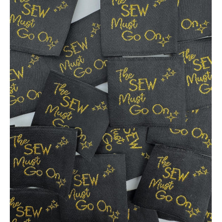 Etiquette tissée à coudre : The Sew must go on - Noir et Lurex
