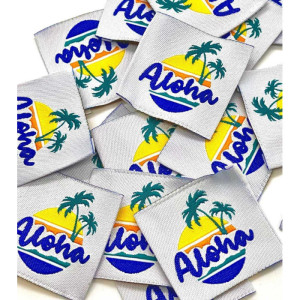 Étiquette tissée à coudre  : ALOHA