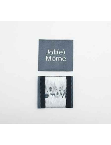 Étiquette tissée à coudre : Joli(e) Môme - GRIS BLEU