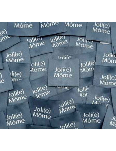 Étiquette tissée à coudre : Joli(e) Môme - GRIS BLEU