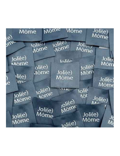 Étiquette tissée à coudre : Joli(e) Môme - GRIS BLEU