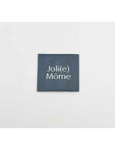 Étiquette tissée à coudre : Joli(e) Môme - GRIS BLEU