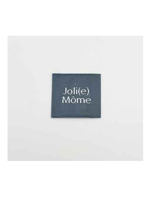 Étiquette tissée à coudre : Joli(e) Môme - GRIS BLEU