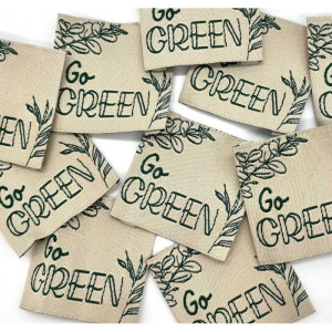 Étiquette tissée à coudre: Go Green - Vert