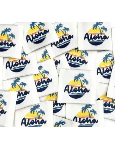 Étiquette tissée à coudre  : ALOHA