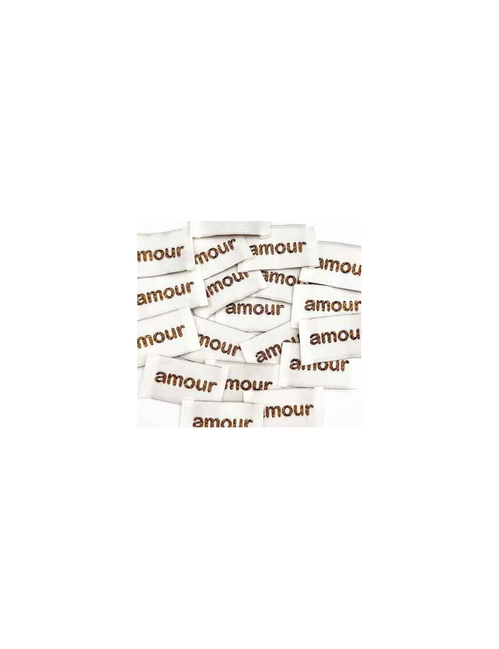 Etiquette tissée à coudre lurex : amour - BRONZE