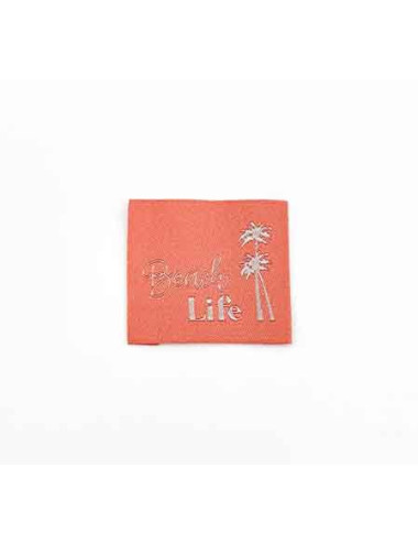 Étiquette tissée à coudre: Beach Life - Rose