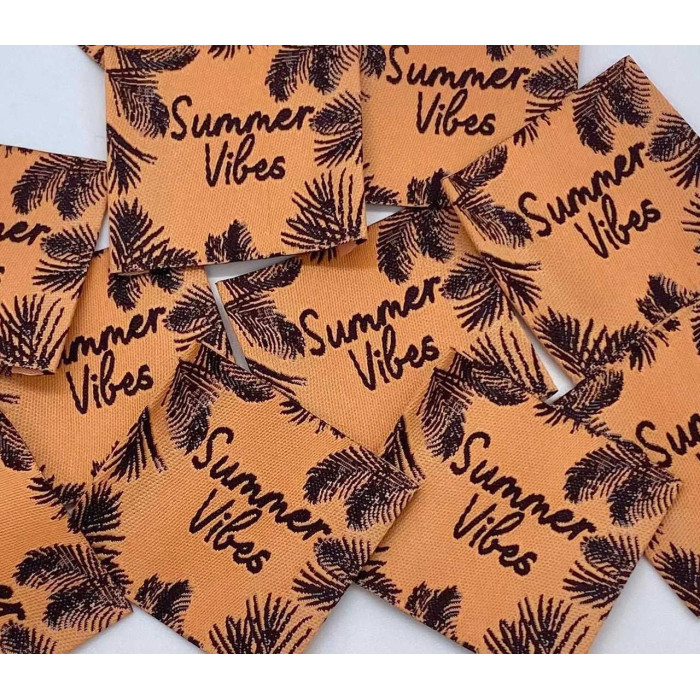 Étiquette tissée à coudre: Summer Vibes - Corail