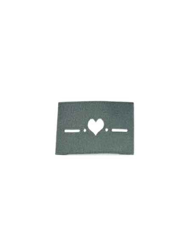 Étiquette tissée à coudre : Coeur - Vert de GRIS
