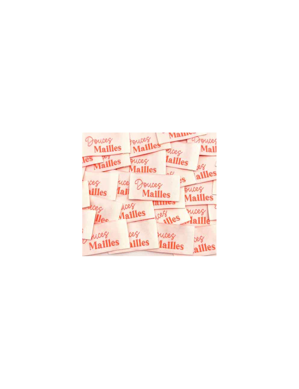 Étiquette tissée à coudre : DOUCES MAILLES - Rose Fluo