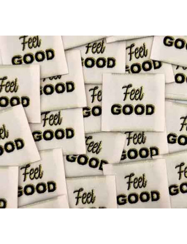 Étiquette tissée à coudre : FEEL GOOD - Lurex
