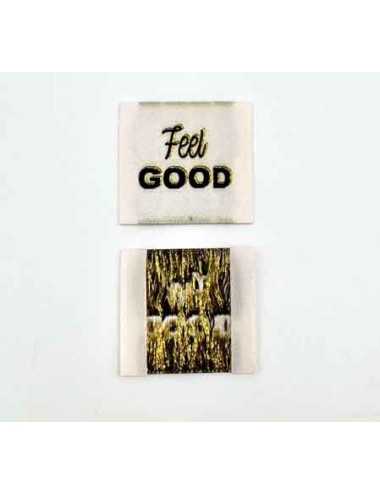 Étiquette tissée à coudre : FEEL GOOD - Lurex