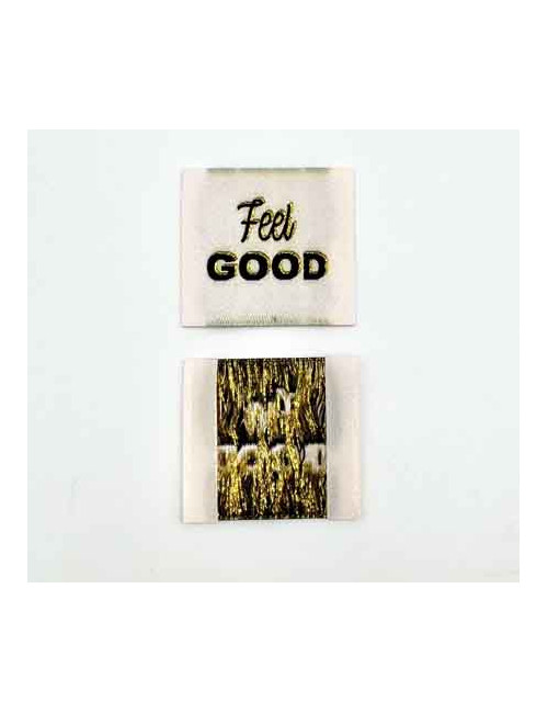 Étiquette tissée à coudre : FEEL GOOD - Lurex