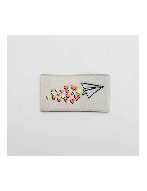 Étiquette tissée à coudre - Love is in the air - FLUO
